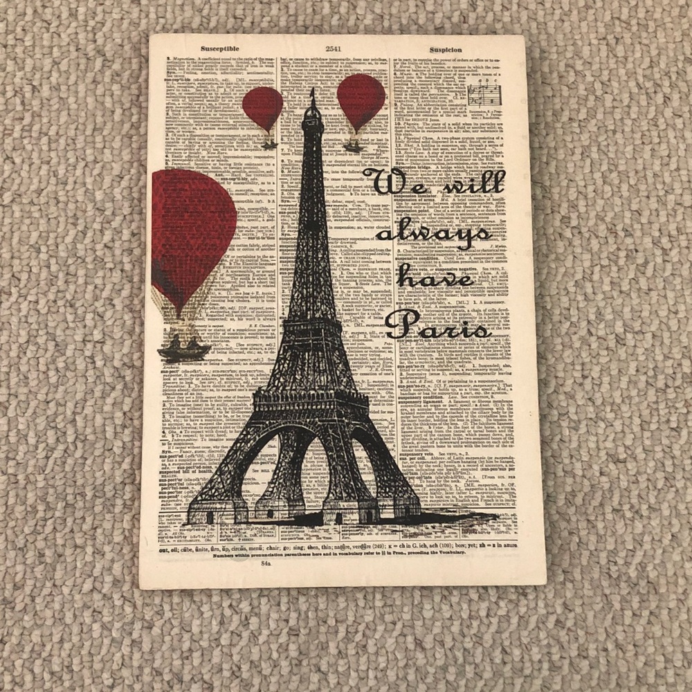 Vintage Dictionary Art Print with Red Accents